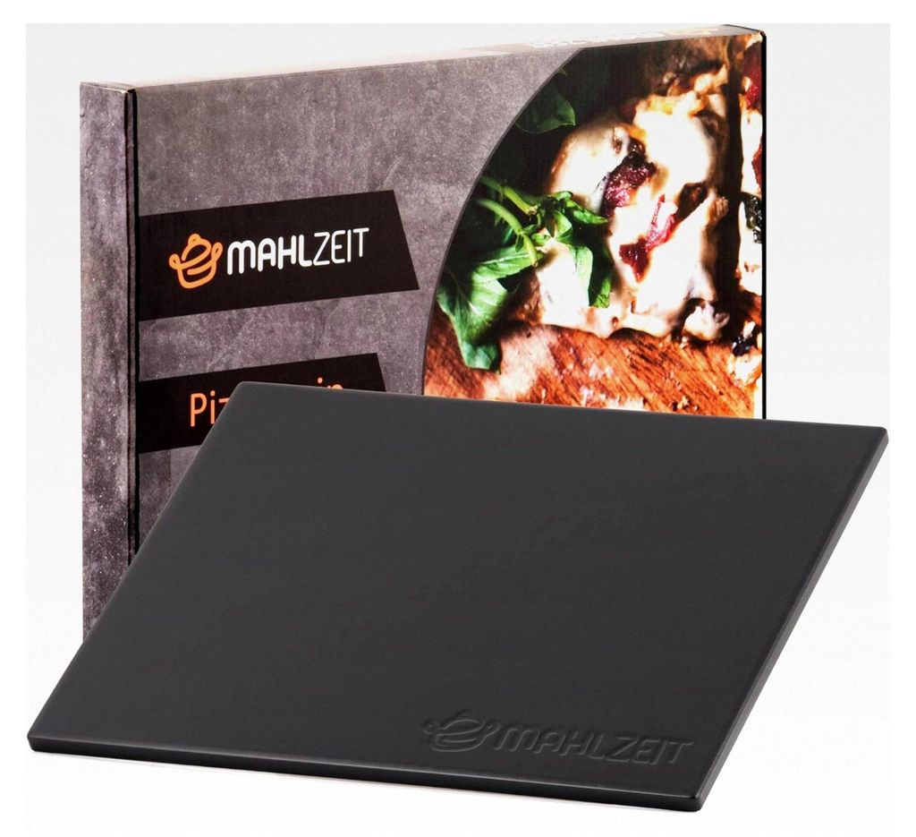 Eckiger Pizzastein 38 x 30 cm | Steinplatte für Pizza und Flammkuchen | Cordierit für Grill, Backofen, Smoker und Gasgrill | Backstein, Brotbacks...