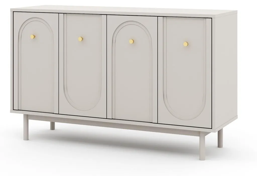 Enfilade 3 Portes Beige et Or 154 cm - Grand Bahut de Rangement Design
