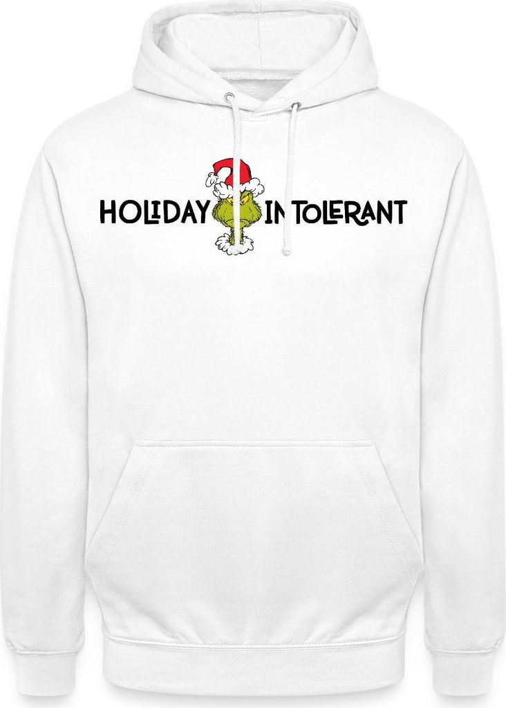 Spreadshirt Der Grinch Statement Holiday Intolerant Uni Hoodie, M, Weiß