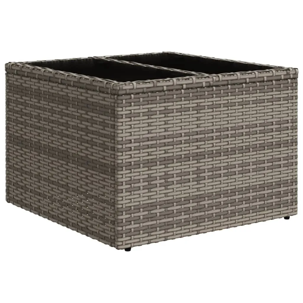 Tavolo Basso da Giardino 55x55 Poly Rattan - Eleganza Vetro Grigio