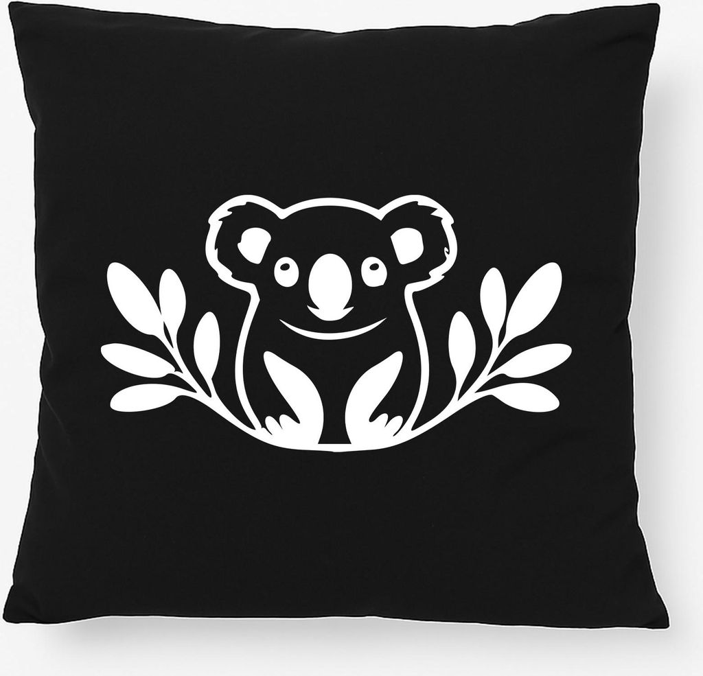 Huuraa Kissen Koala Silhouette 40x40cm mit Füllung Black Baumwolle Dekokissen Geschenkidee