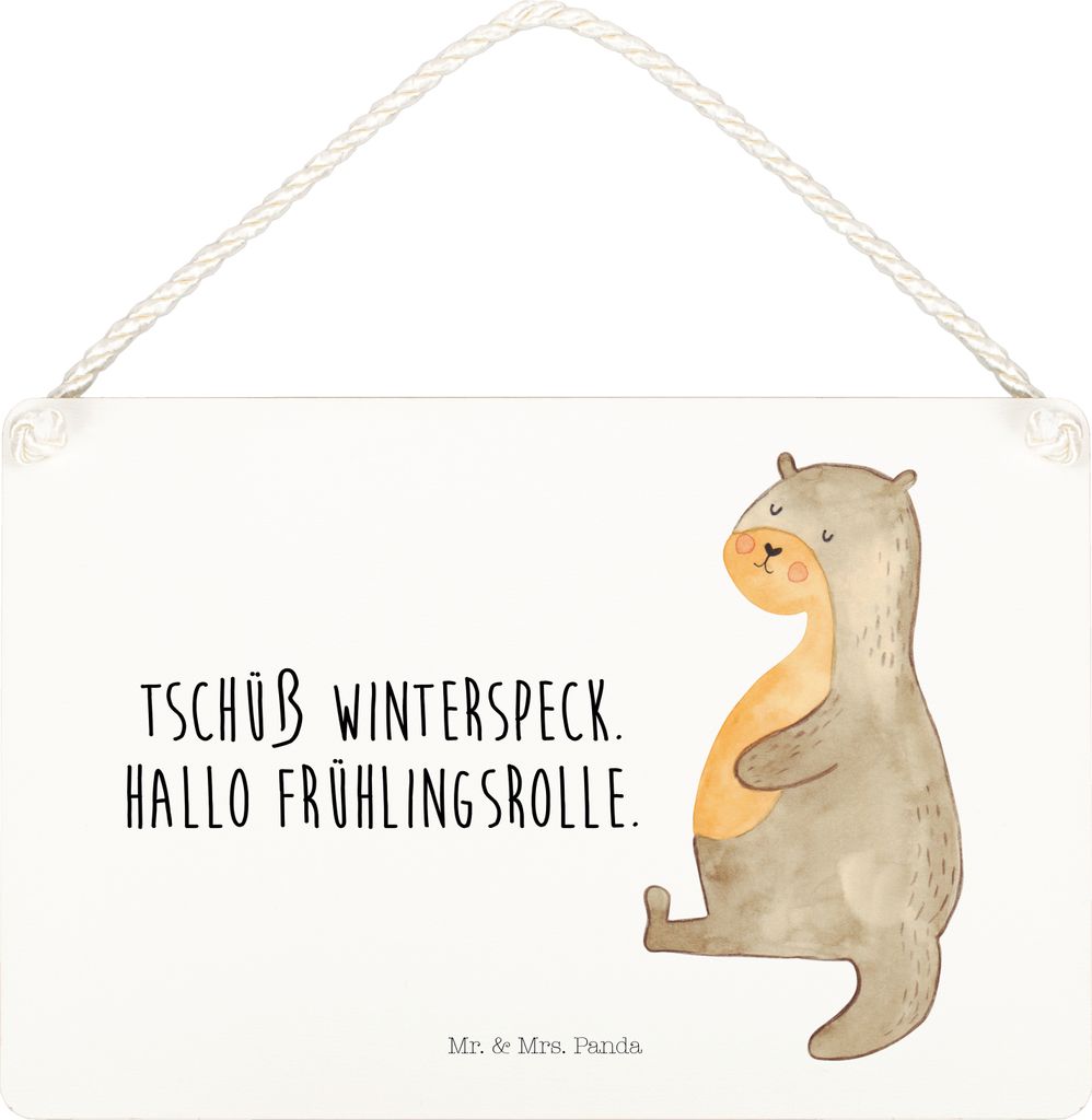 Mr. & Mrs. Panda Schild Otter Bauch DIN A5 - Weiß - Geschenk, Deko, Essen. Foodlover, Sportmuffel, holzbild, Winterspeck, kleine aufmerksamkeit, T...