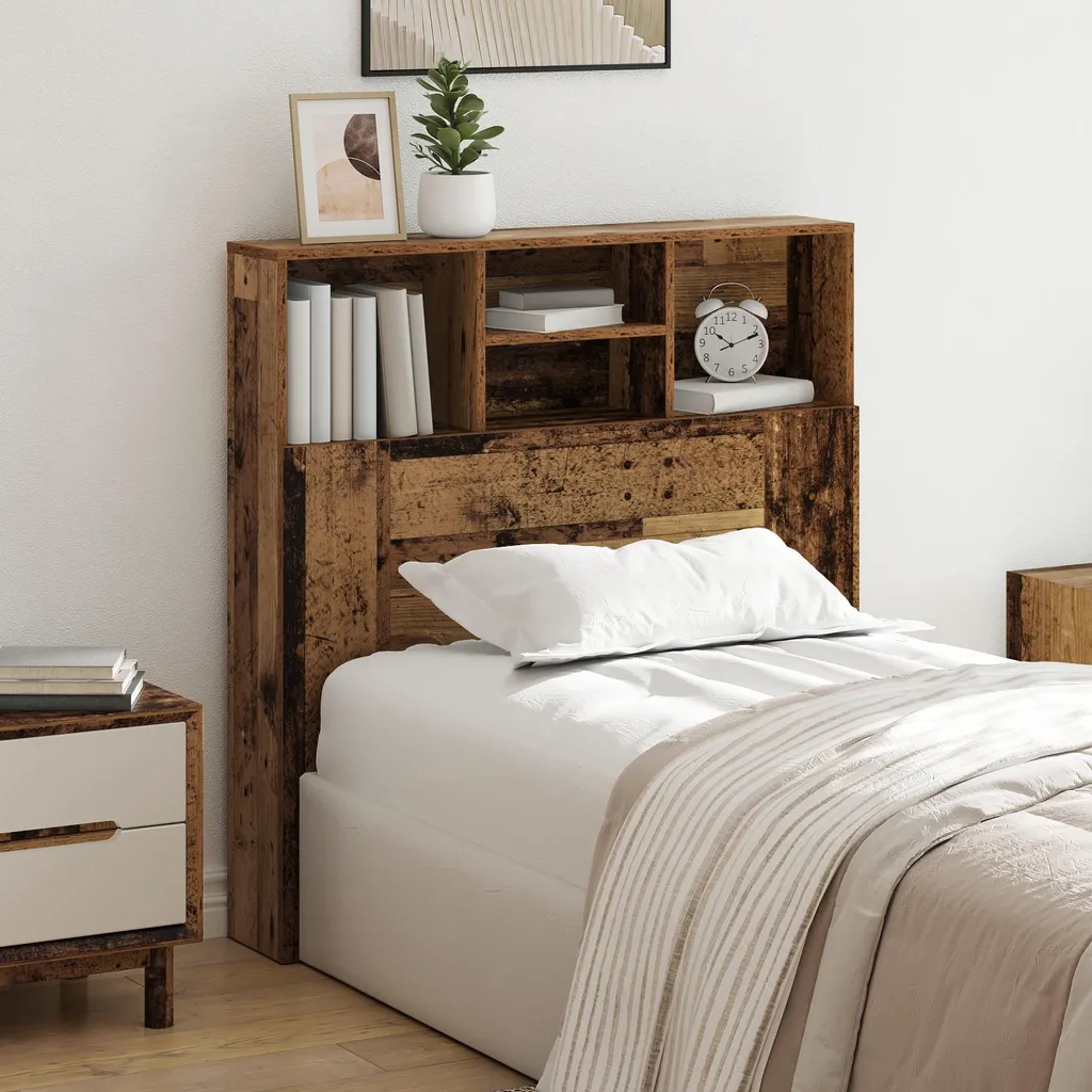 Tête de lit armoire en vieux bois 100 x 19 x 103,5 cm pour chambre