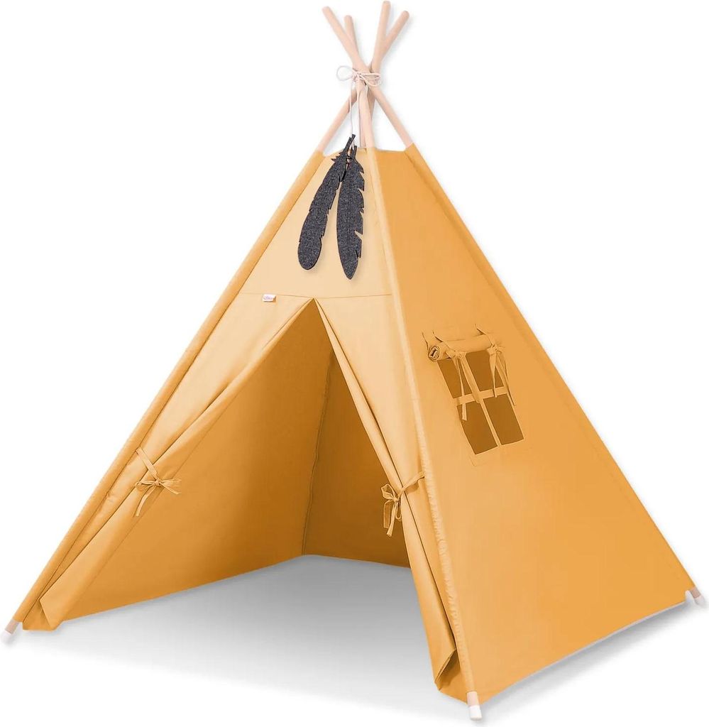 Kinder-Tipi-Zelt + Federanhänger - Senfgelb