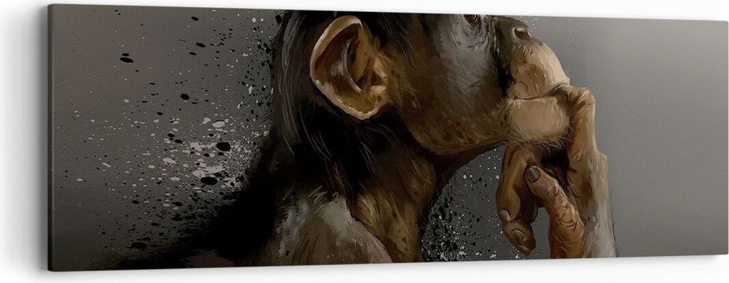 Bild auf Leinwand - Leinwandbild - Einteilig - Schimpanse Porträt Grafik - 90x30cm - Wand Bild - Wanddeko - Wandbilder - Leinwanddruck - Bilder - ...