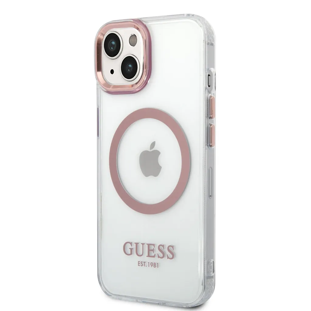 Guess Custodia MagSafe iPhone 14 Plus Trasparente Oro | Eleganza Premium