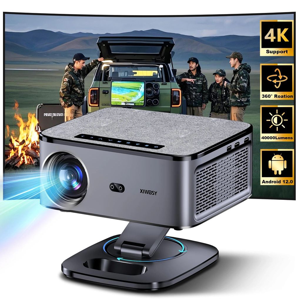 4K LCD Beamer - Smart Heimkino Projektor - Full HD 1080p mit 4K/8K Unterstützung - 40000 Lumen, 2000 ANSI, LED - WiFi 6, BT 5.3, Android 12 - Stat...