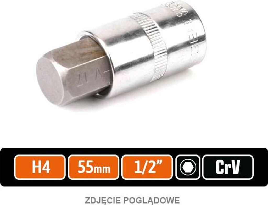 1/2"-Steckschlüssel mit Sechskantbit 55 mm/H4 / TEGER