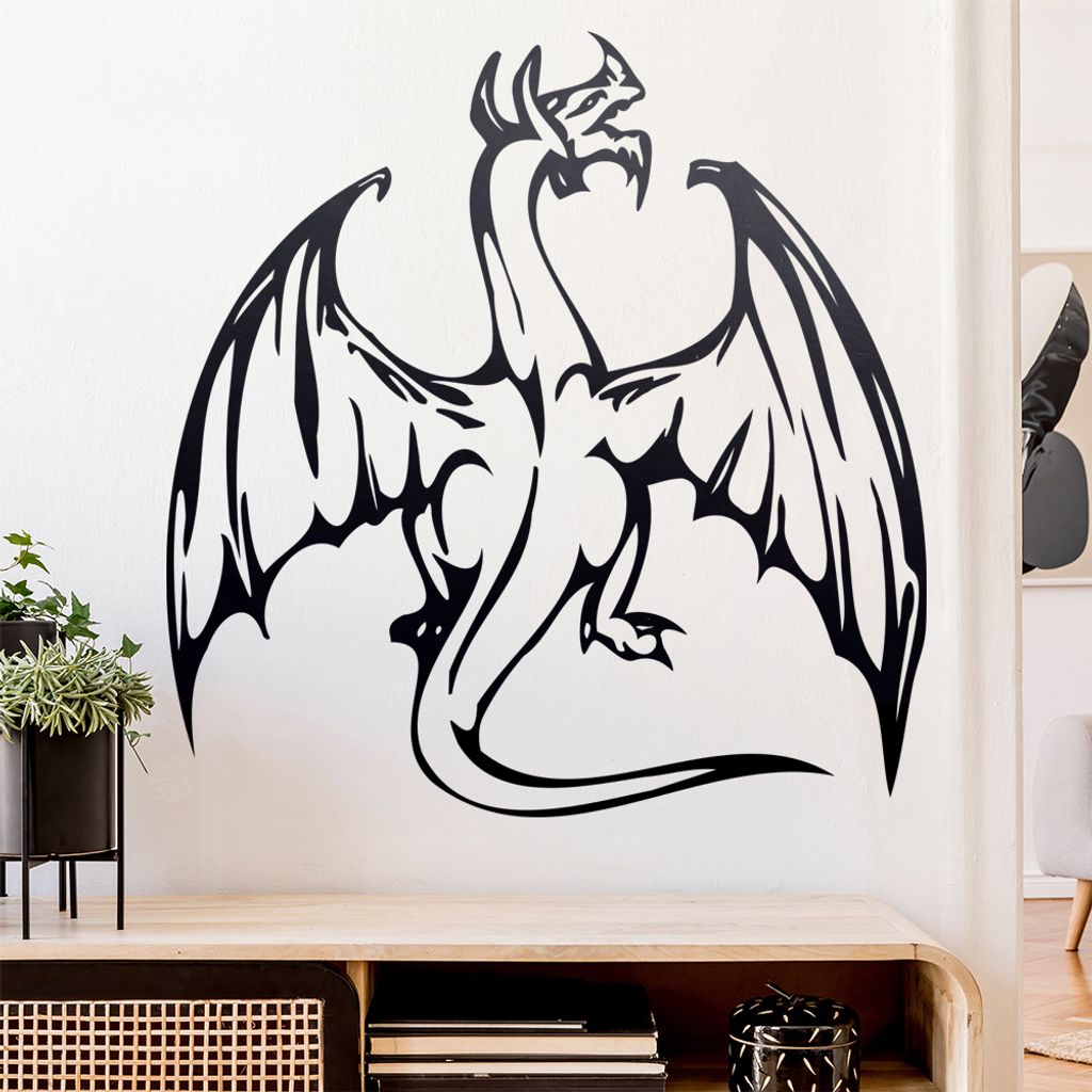 Mystischer Drachen Wandtattoo in 6 Größen - Wandaufkleber Wall Sticker - Dekoration, Küche, Wohnzimmer, Schlafzimmer, Badezimmer