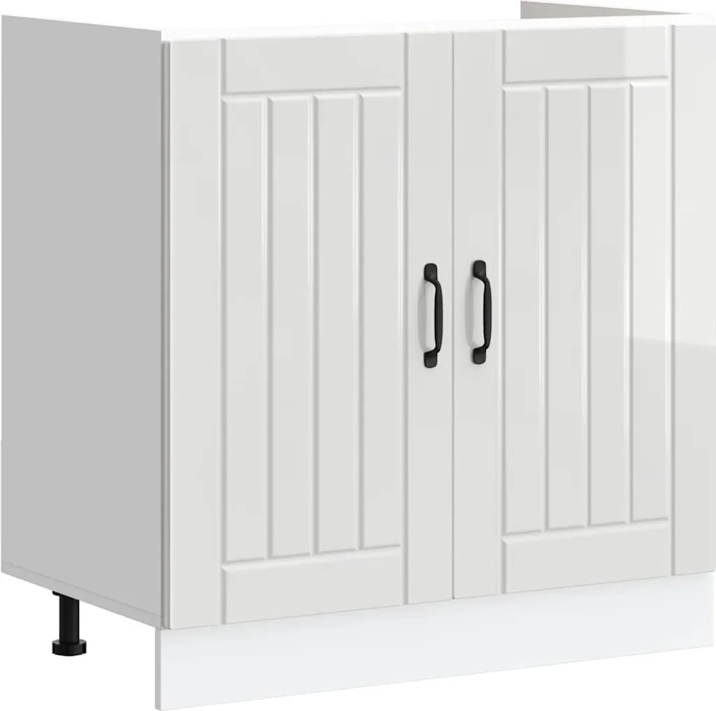 Mobile Cucina Sottolavello Lucca Bianco Lucido 80cm - Design Elegante