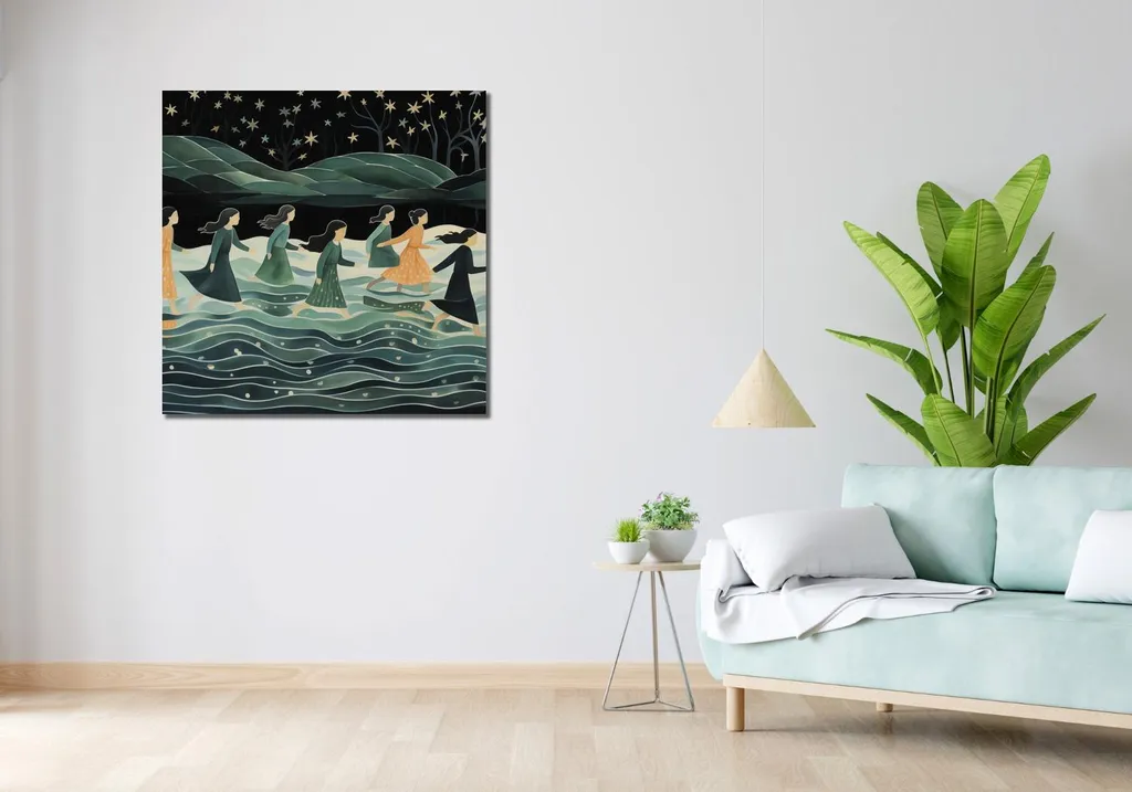 Tableau Image 90 x 90 cm Procession nocturne - Toile décorative carrée - 2
