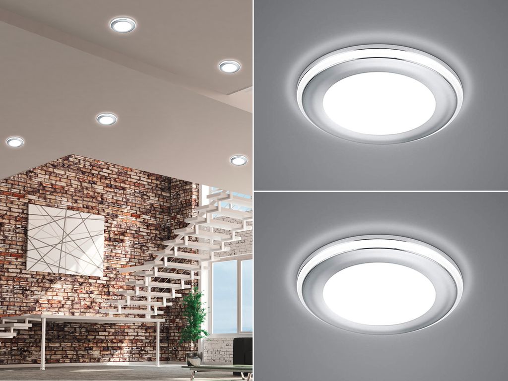 LED Decken Einbauleuchte Set Silber Einbaustrahler Ø 8,2cm Flurbeleuchtung Küche