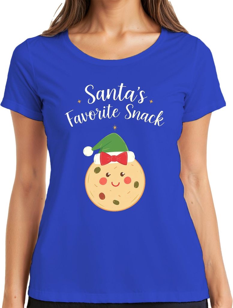 Santa's Favorite Snack Weihnachten Keks Geschenk Lustig niedlich Damen T-Shirt, Blau, XXL