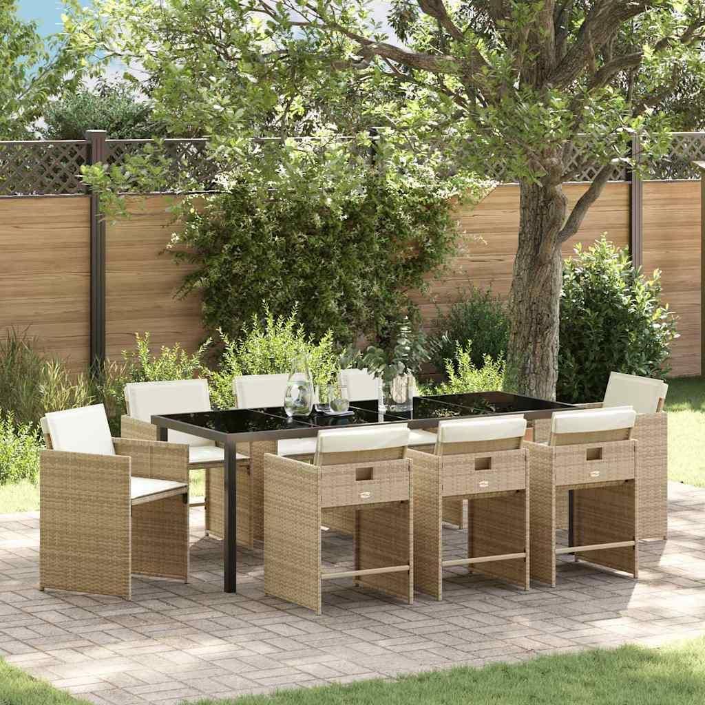 Maison Exclusive - Garten Essgruppe 9 pcs Beige Poly-Rattan