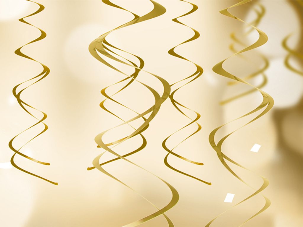 Spiralgirlande 60cm Deckenhänger 5er Set gold metallic Produktbild 