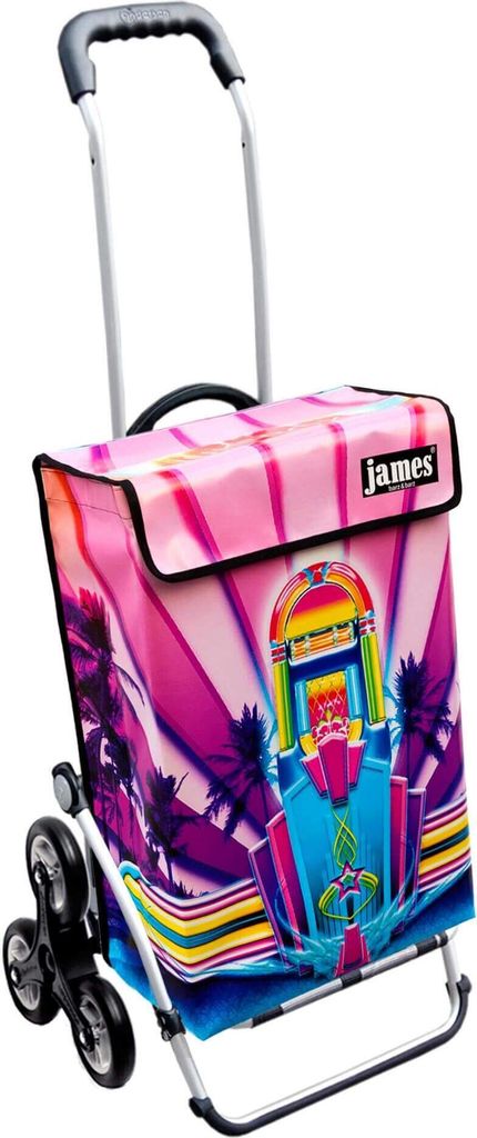 James Einkaufstrolley - JUKEBOX - stabiler Einkaufswagen mit individuellem Design - einfarbig: lila in Ausführung: Royal-Treppensteiger