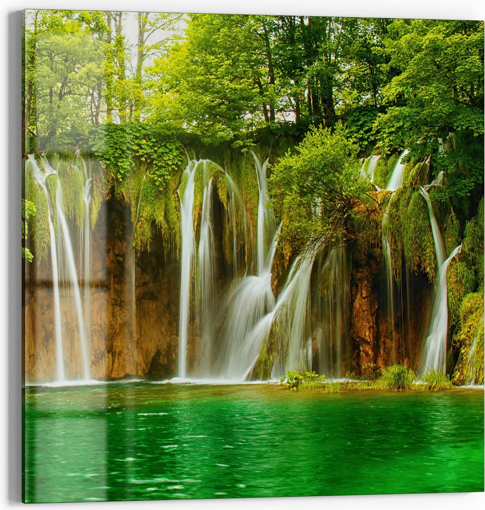 DEQORI Magnettafel Glas 30x30 cm 'Grüner Wasserfall' beschreibbar Whiteboard Küche