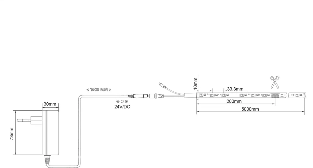 Striscia LED Strip RGBWW 5m 12V Dimmerabile Telecomando - Uso Interno - 8