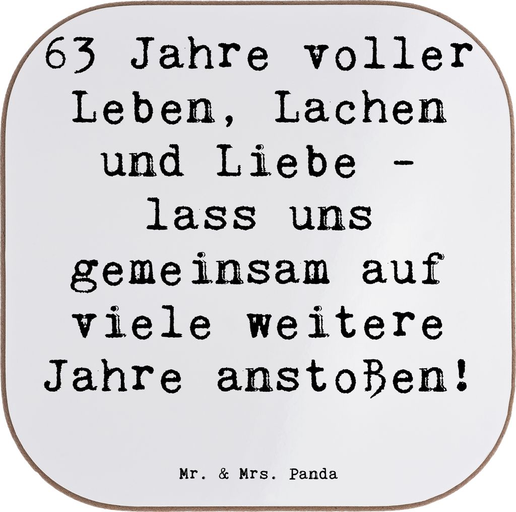Mr. & Mrs. Panda Untersetzer für Gläser Spruch 63. Geburtstag Freude - Weiß - Geschenk, Tee, unvergesslicher, Getränkeuntersetzer, Coaster, bie...