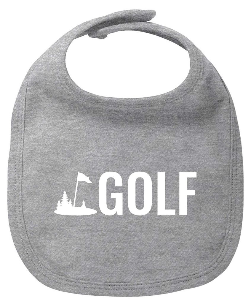 Huuraa Baby Lätzchen Golf Schriftzug Heather Grey Klettverschluss Baumwolle Latz Geschenkidee