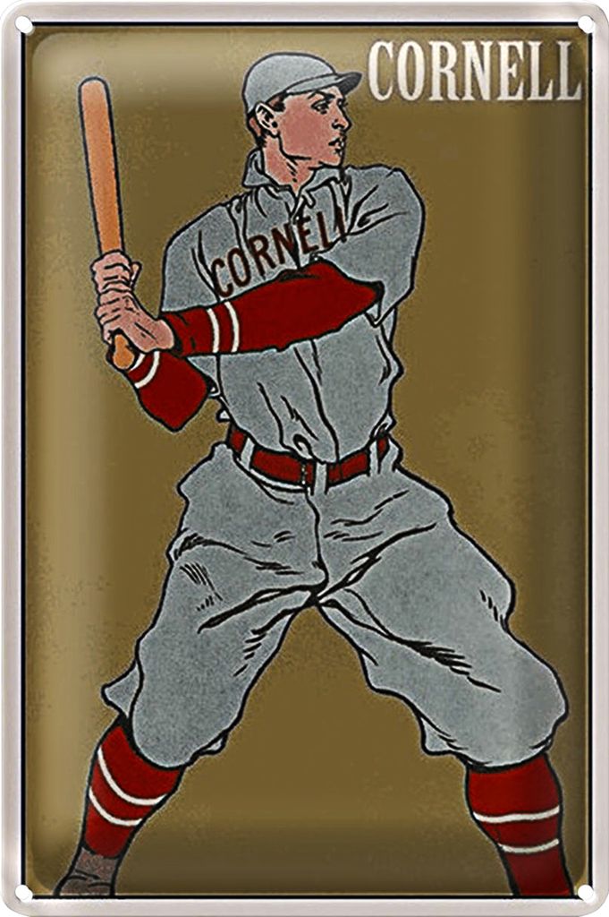 Blechschild Retro 20x30cm Cornell Baseball Schlagmann