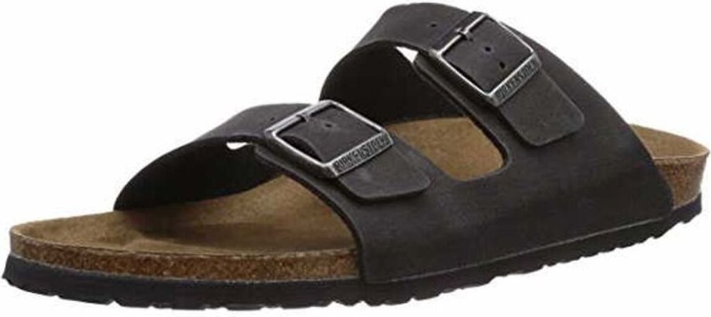 Birkenstock Arizona Daman + Herren Pantolette Microfaser veganen, Farbe:Anthracit, Größe:40, Weite:Schmal