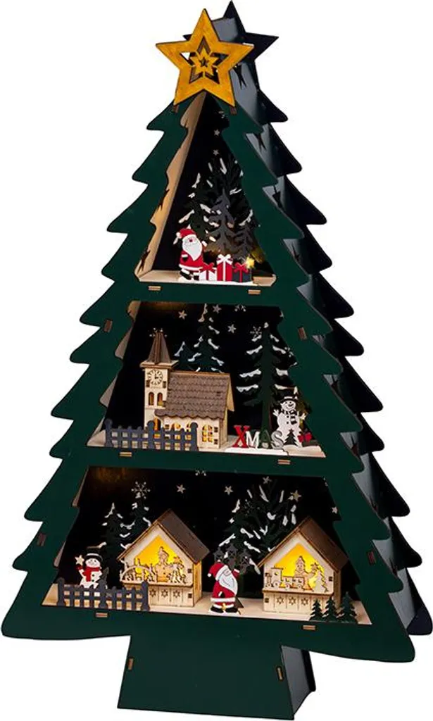Arbre de Noël Décoratif à LED 55 cm - Scène Hivernale Haute en Finition