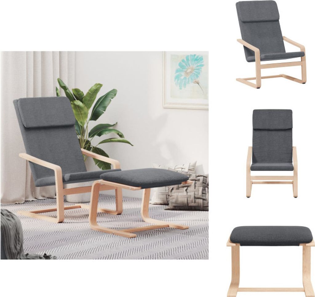 vidaXL Relaxsessel mit Hocker Dunkelgrau Stoff - Sessel