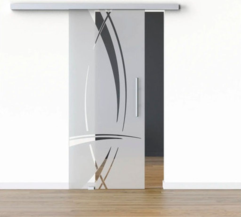 Pertura Glasschiebetür Komplettset Glera Tangle 02 1025x2050 mm Links inkl. Beschlag Selir Aluminium natur,Stangengriff