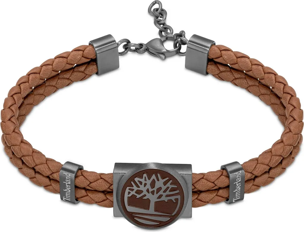 Bracelet Homme Timberland TDAGB0001902 en Acier Noir et Cuir Véritable
