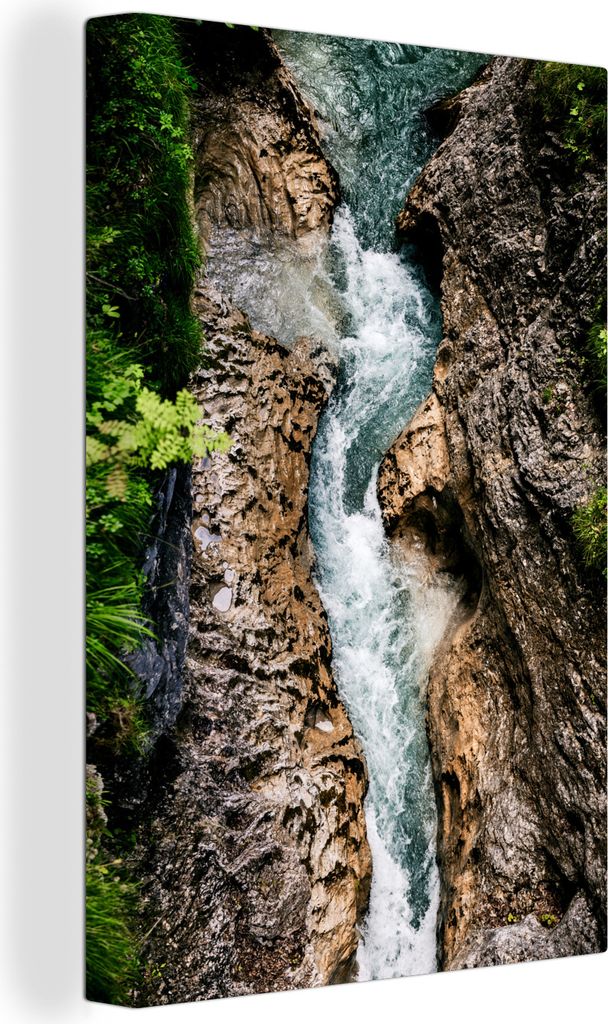 OneMillionCanvasses - Leinwandbilder - 90x140 cm, Alpen - Fluss - Fels, Wandbilder Kunstdruck Wanddekoration - Wandschmucke - Schlafzimmer