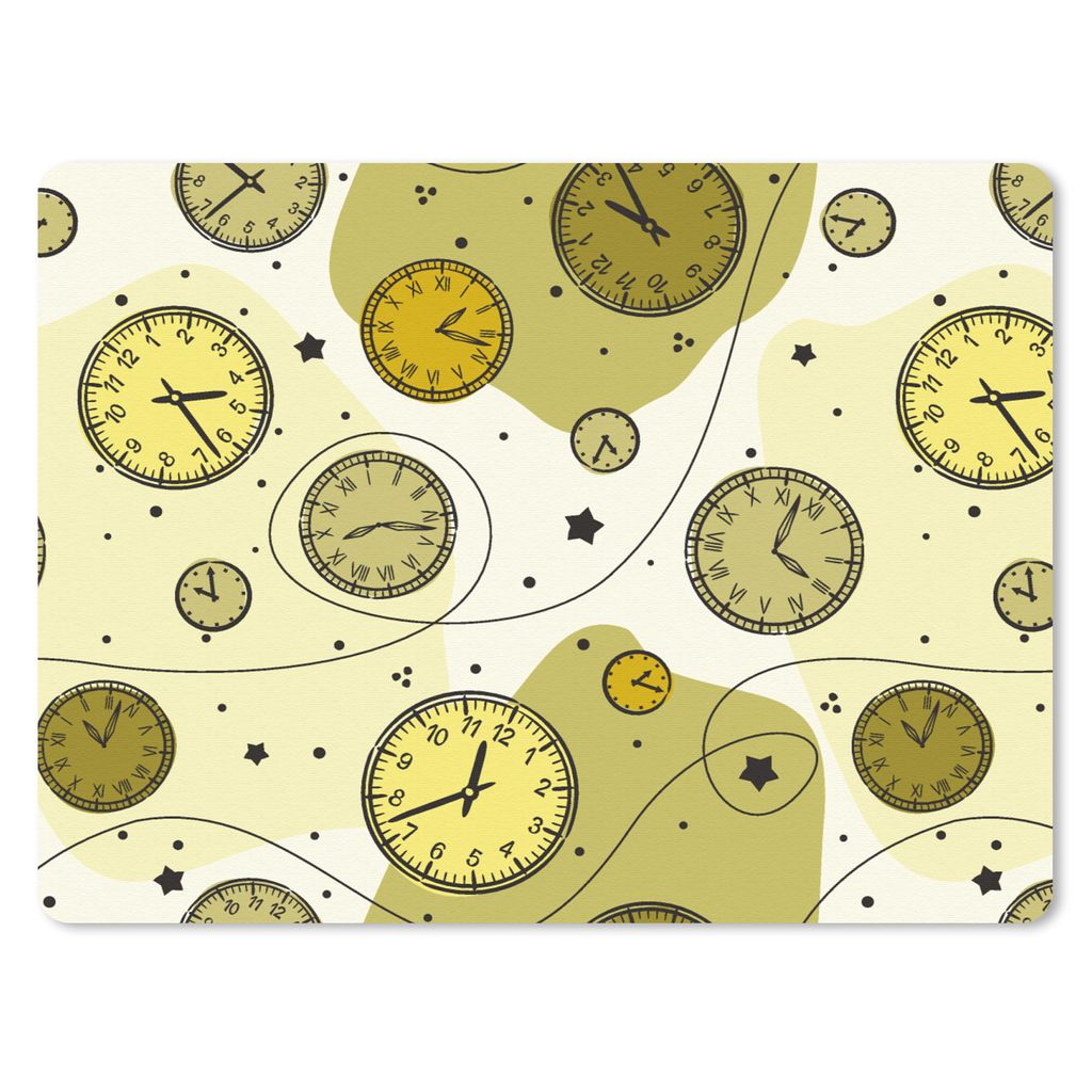 MuchoWow Mauspad Mousepad Retro - Uhr - Muster - Polka dots 40x30 cm - Mousepads - Maus Mat - Pad - Mausunterlage - Anti Rutsch
