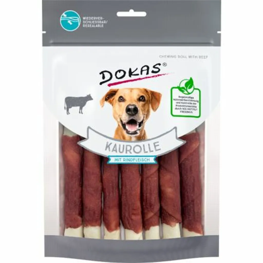 Dokas Snack Rouleau à mâcher au bœuf 190g pour grand chien