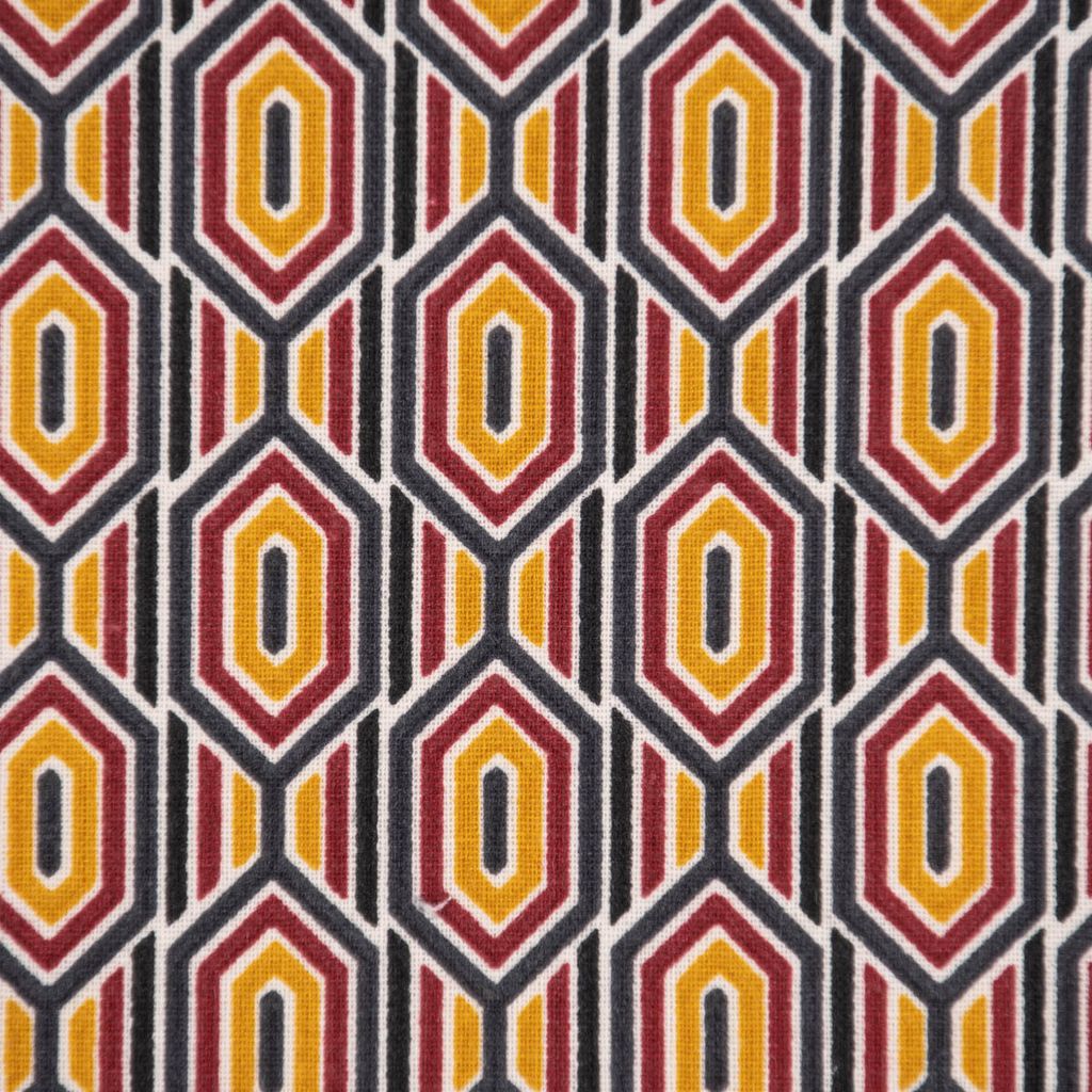 Baumwollstoff Finchley Mini Retro Sechseck Raute rot gelb 1,40m Breite