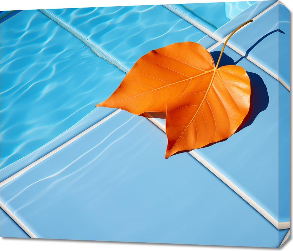Bild 70x60cm Blatt am Wasser
