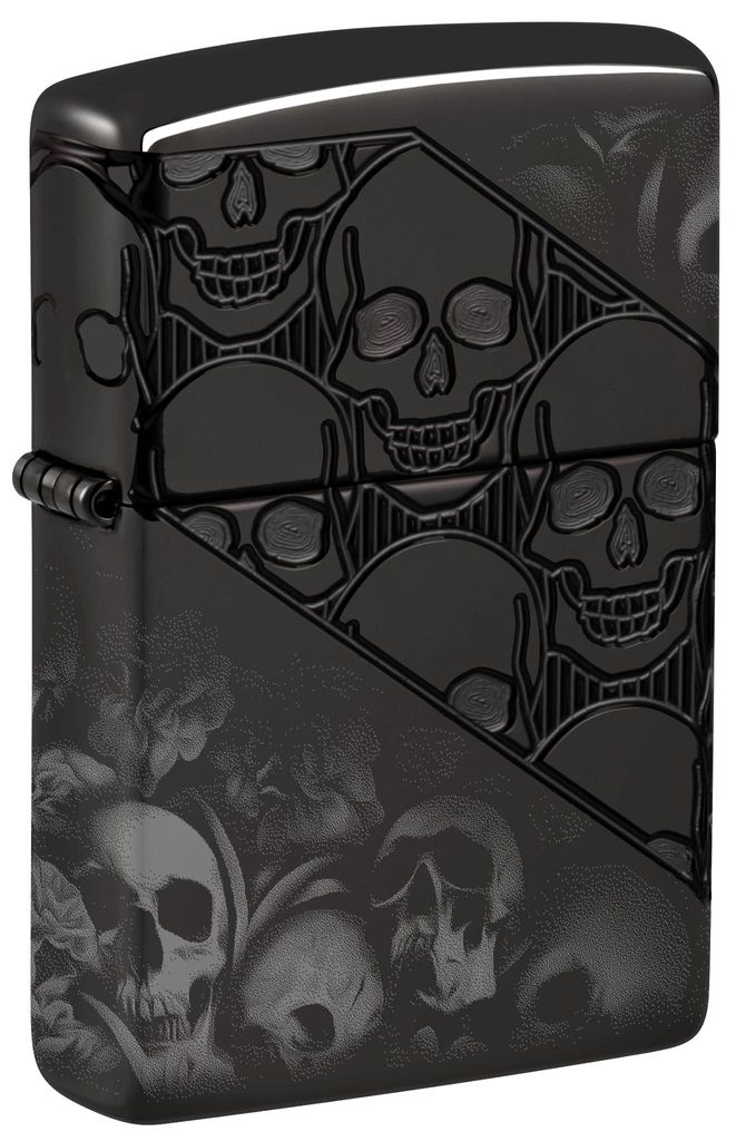 Accendino Zippo Armor High Polish Black con teschi, Immagine del prodotto 