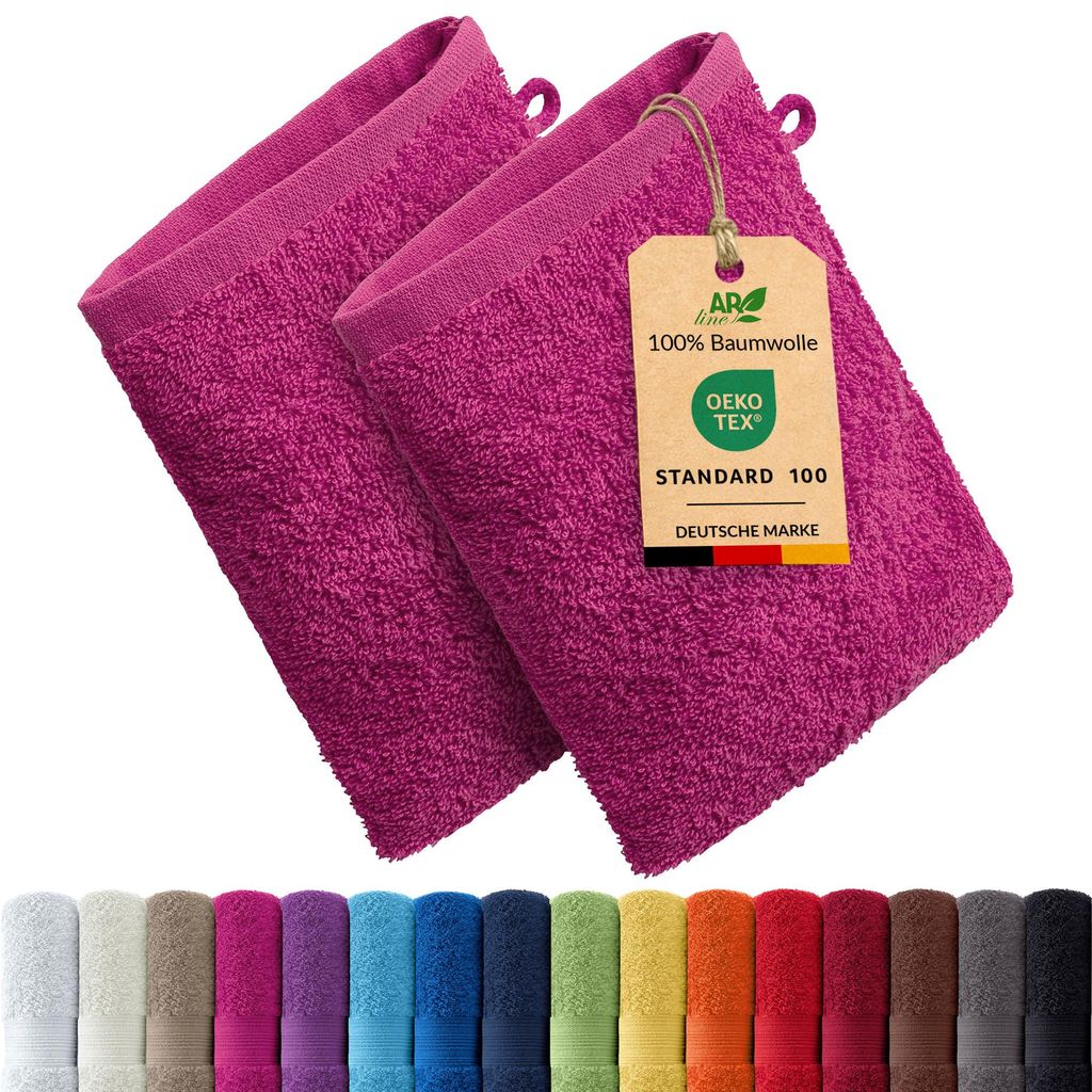 2er-Set ARIZONA Handtuch-Serie von AR Line – 100% Baumwolle, 500 g/m², 2er-Set Waschhandschuhe 15x21 cm, Farbe: Pink