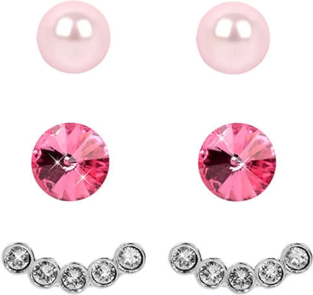 Boucles d'oreilles 4 en 1 Rose Rosaline avec manchette ajustable Bio