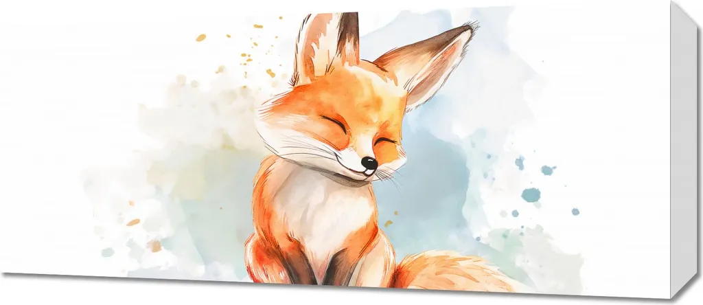 Quadro Volpe Soddisfatta 70x30 cm | Tela Artistica Moderna Arredo Casa