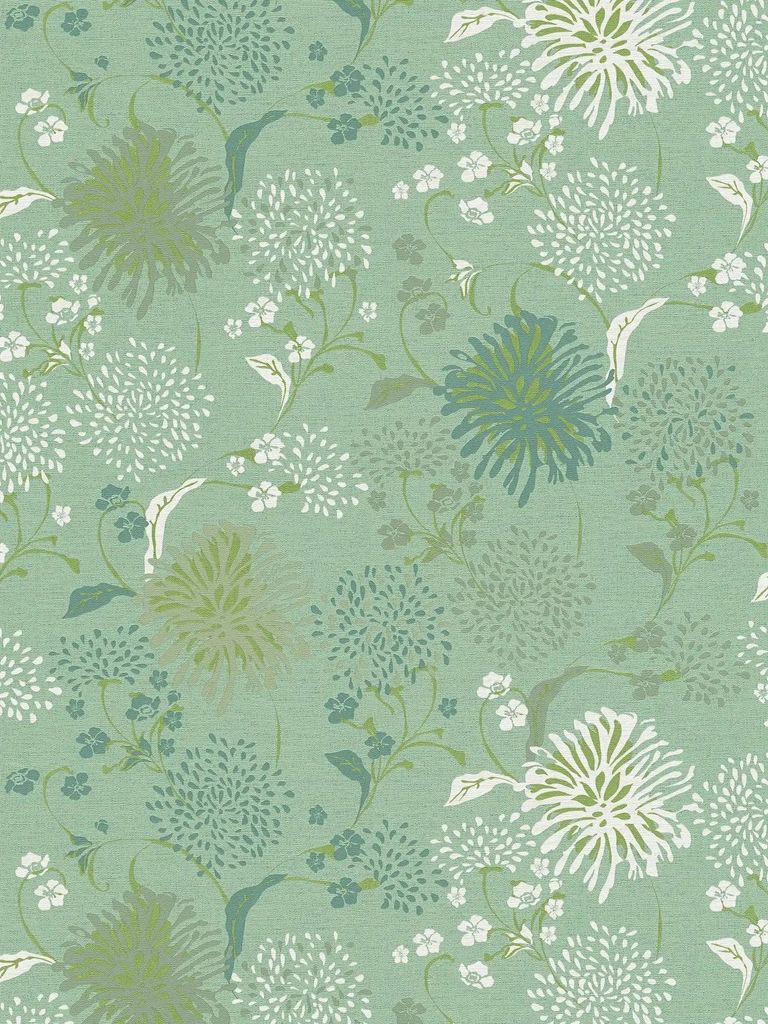 Vliestapete mit floralem Pusteblumen-Muster – Grün, Weiß Produktbild 