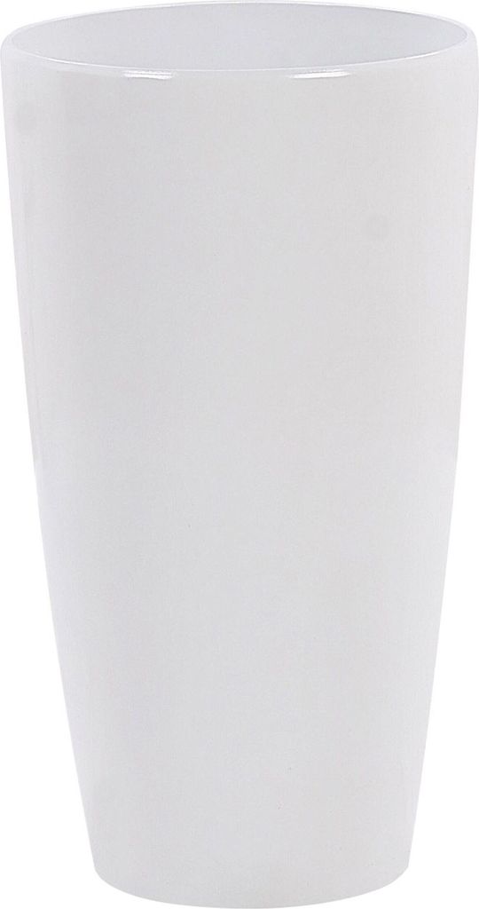 BELIANI Blumentopf Weiß Steingemisch Polyresin Glasfaser 32x32x58 cm rund moderner Look Gartenaccessoires Garten Terrasse Gartenausstattung