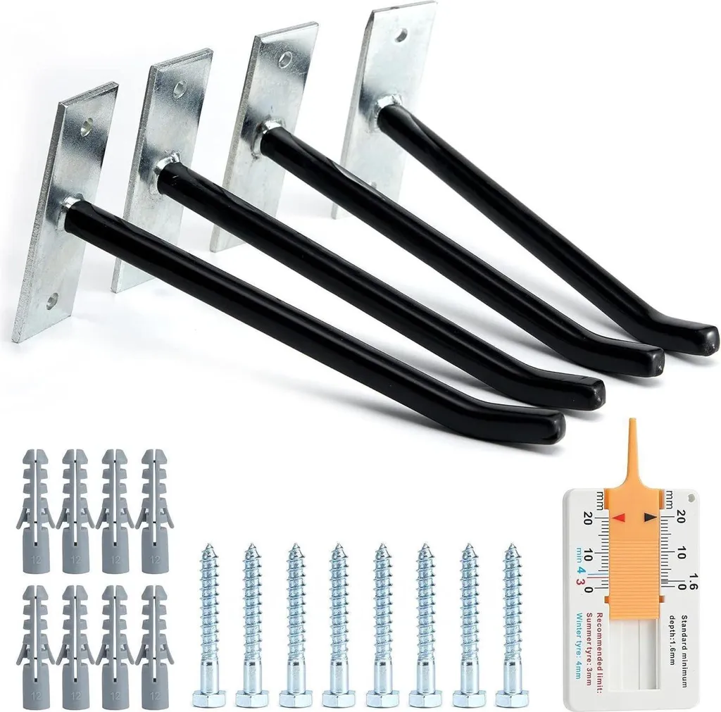 Support de rangement mural garage pour jantes acier et kit montage pneus hiver