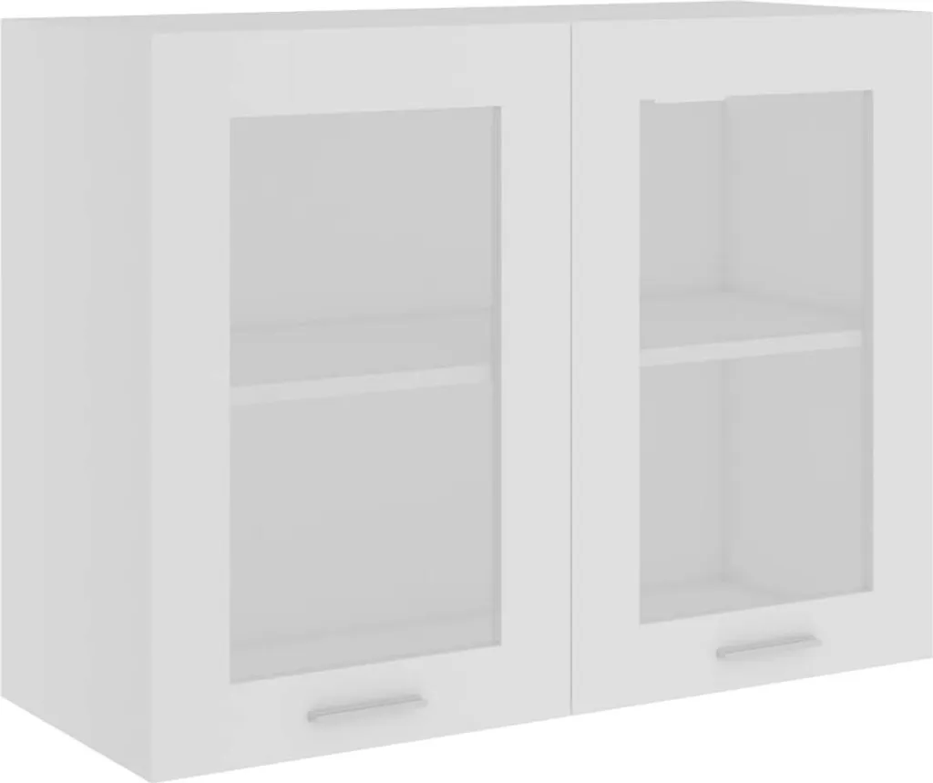 Vetrinetta sospesa bianca 80x31x60 cm in materiale ligneo