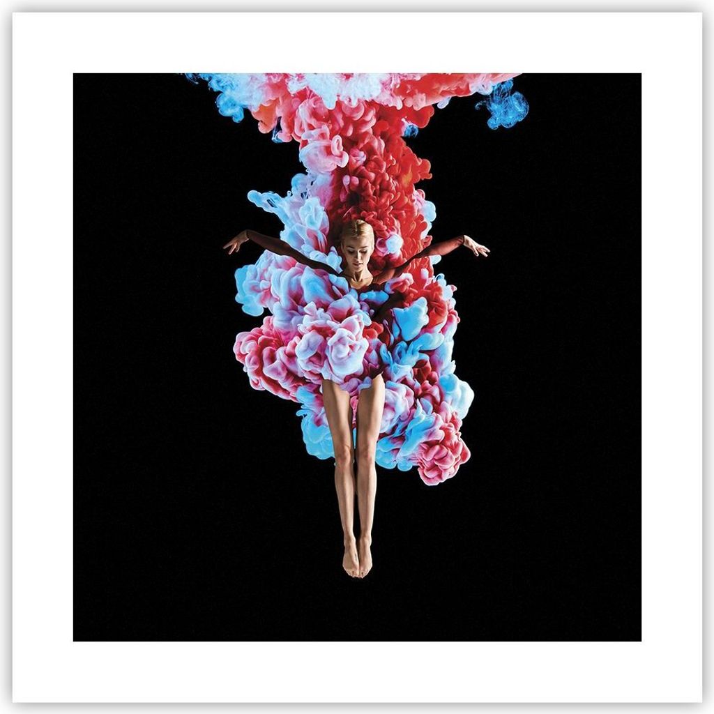 Poster - Poster ohne Rahmen - Mädchen bunt Rauch - 40x40 cm - Wand Bild - Wanddeko - Wandbilder - Kunstposter - Wandposter - Bilder - Kunstdruck -...