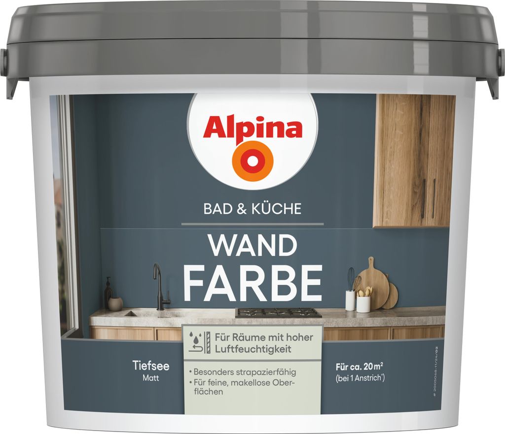 Alpina Bad & Küche Wand-Farbe 2,5 Ltr. Tiefsee