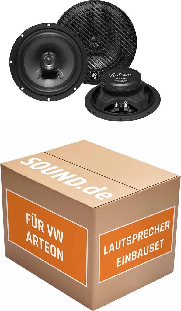Lautsprecher Boxen Einbaupaket Front Hifonics VX62 passend für VW Arteon 3H | 2x Tief-Mitteltöner mit integriertem Hochtöner 180W MAX