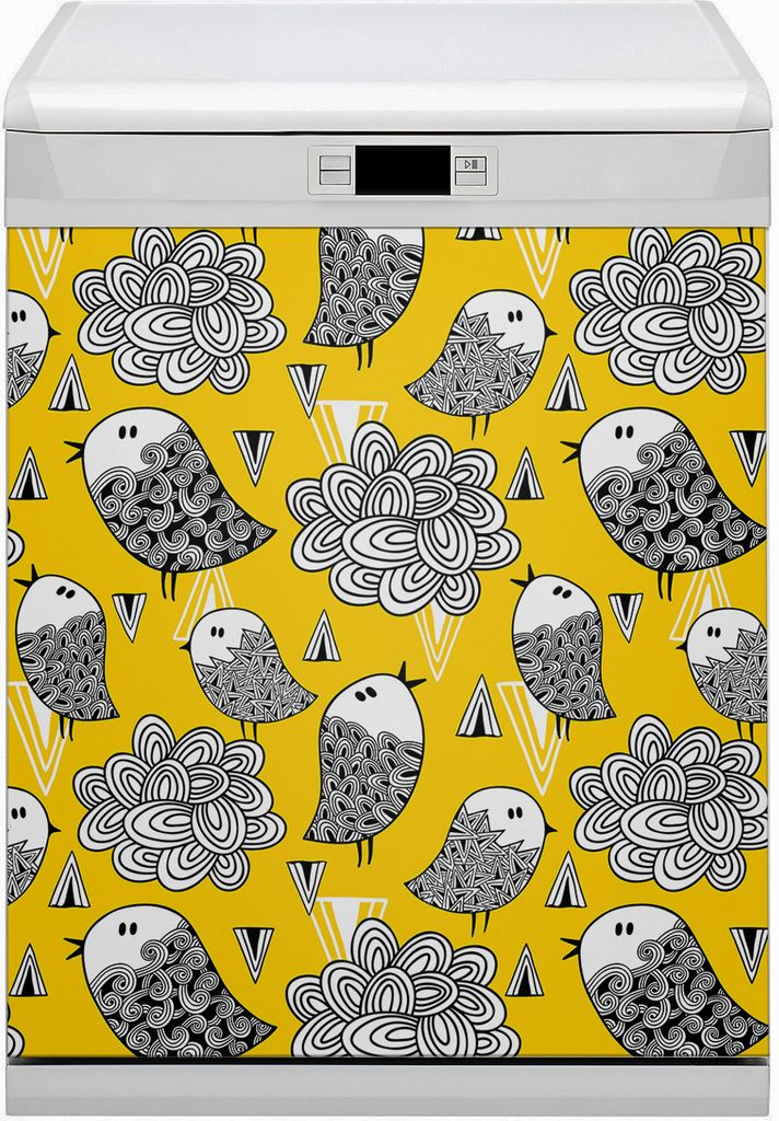 Magnete Küche Magnetmatte Magnet für Spülmaschine Abwaschbar Nachbildung 60x80 cm - Doodle Vögel