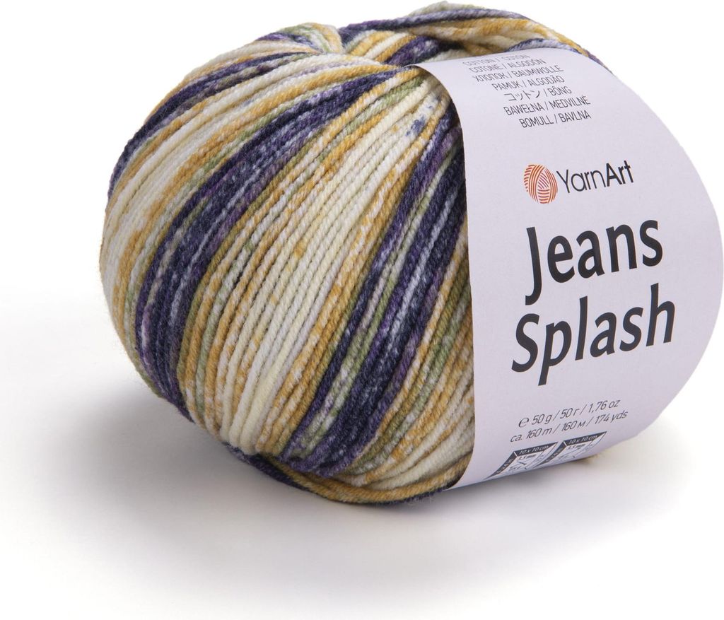 YarnArt Jeans Splash 953 Wolle, 55% Baumwolle/45%.Polyacryl, 160m, 50g, Sport Gewicht, Multicolor