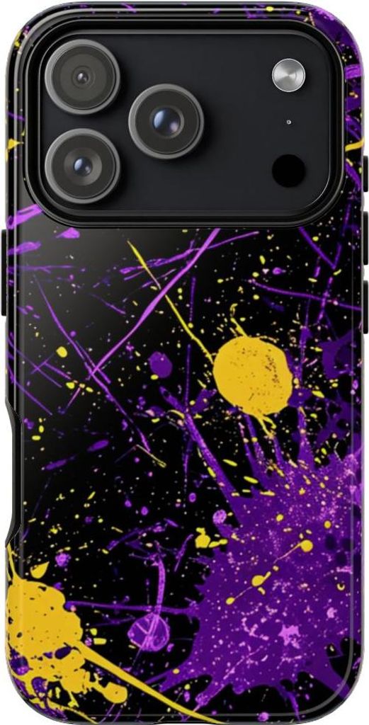 Abstrakte Farbkleckse in Lila und Gelb – Hülle Kompatibel mit iPhone 17 Pro