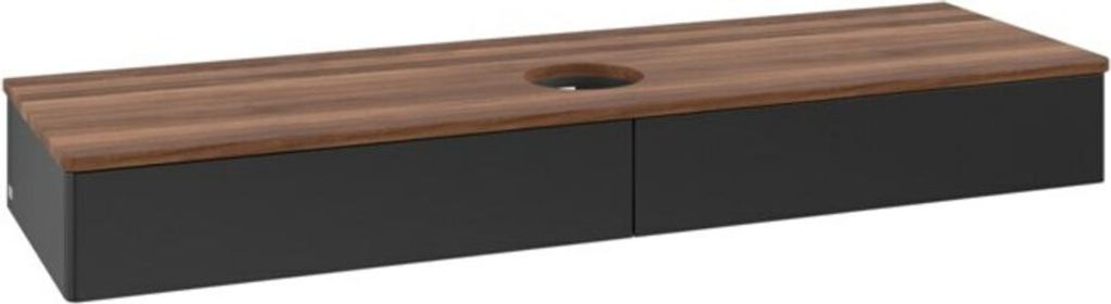 V&B Waschtischunterschrank ohne Frontstruktur, mit Beleuchtung Antao 160x50cm, WBP-farbe w. wal, bla m Lac